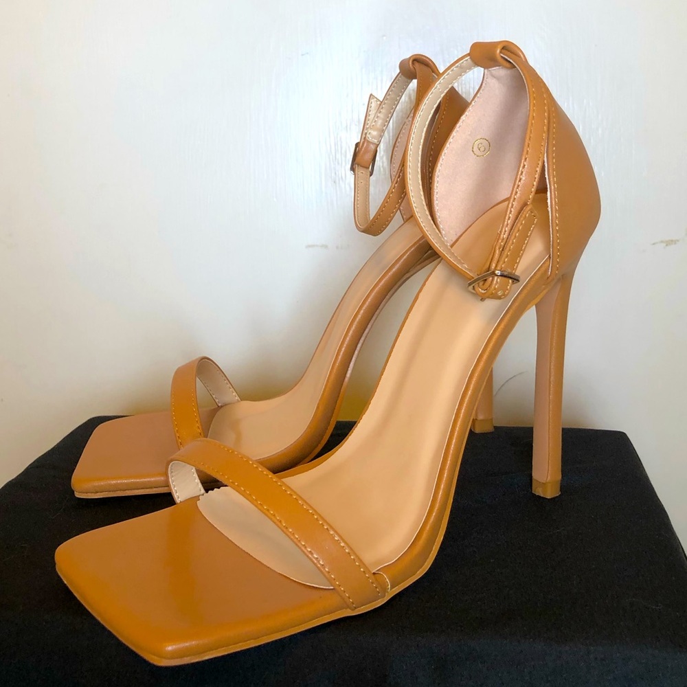 PLT strap square toed heels